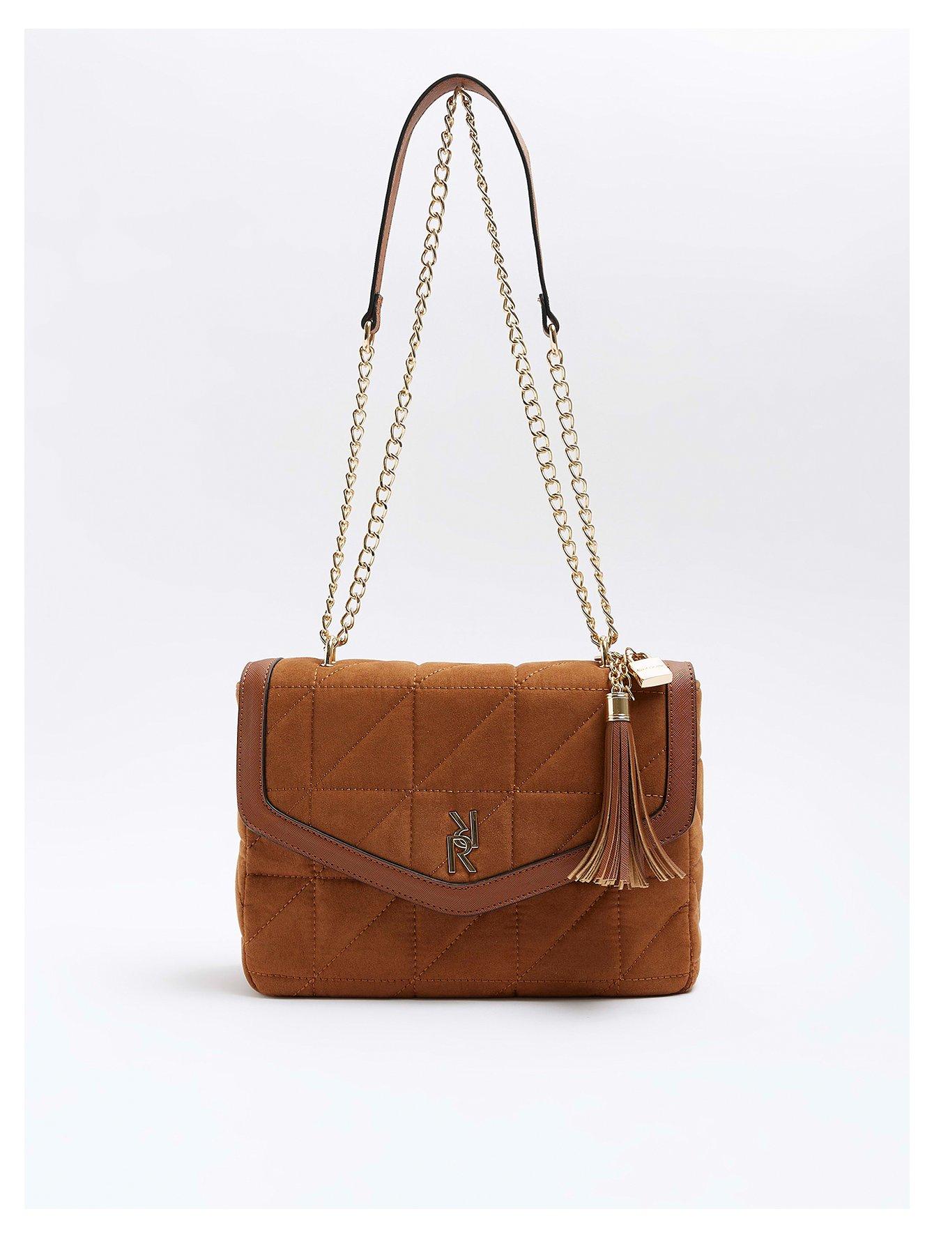 River Island suede cross body bag in brown