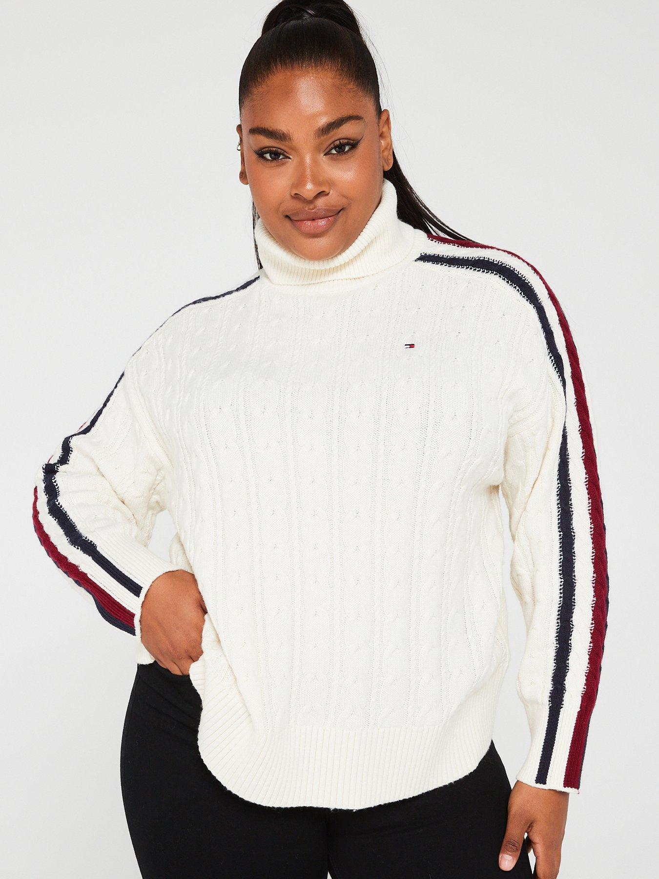 white roll neck knit jumper