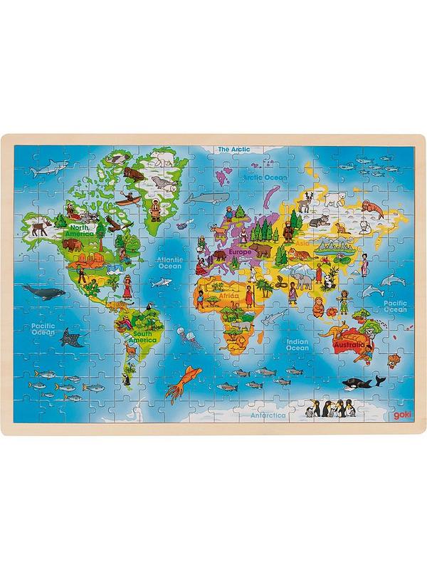 Image 1 of 2 of Goki Wooden Giant World Jigsaw Puzzle - 192 Pieces - 46.5 x 33 x 1 cm