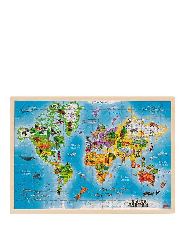 Image 2 of 2 of Goki Wooden Giant World Jigsaw Puzzle - 192 Pieces - 46.5 x 33 x 1 cm
