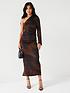  image of v-by-very-one-shoulder-ruched-satin-ombre-midi-dress-brown