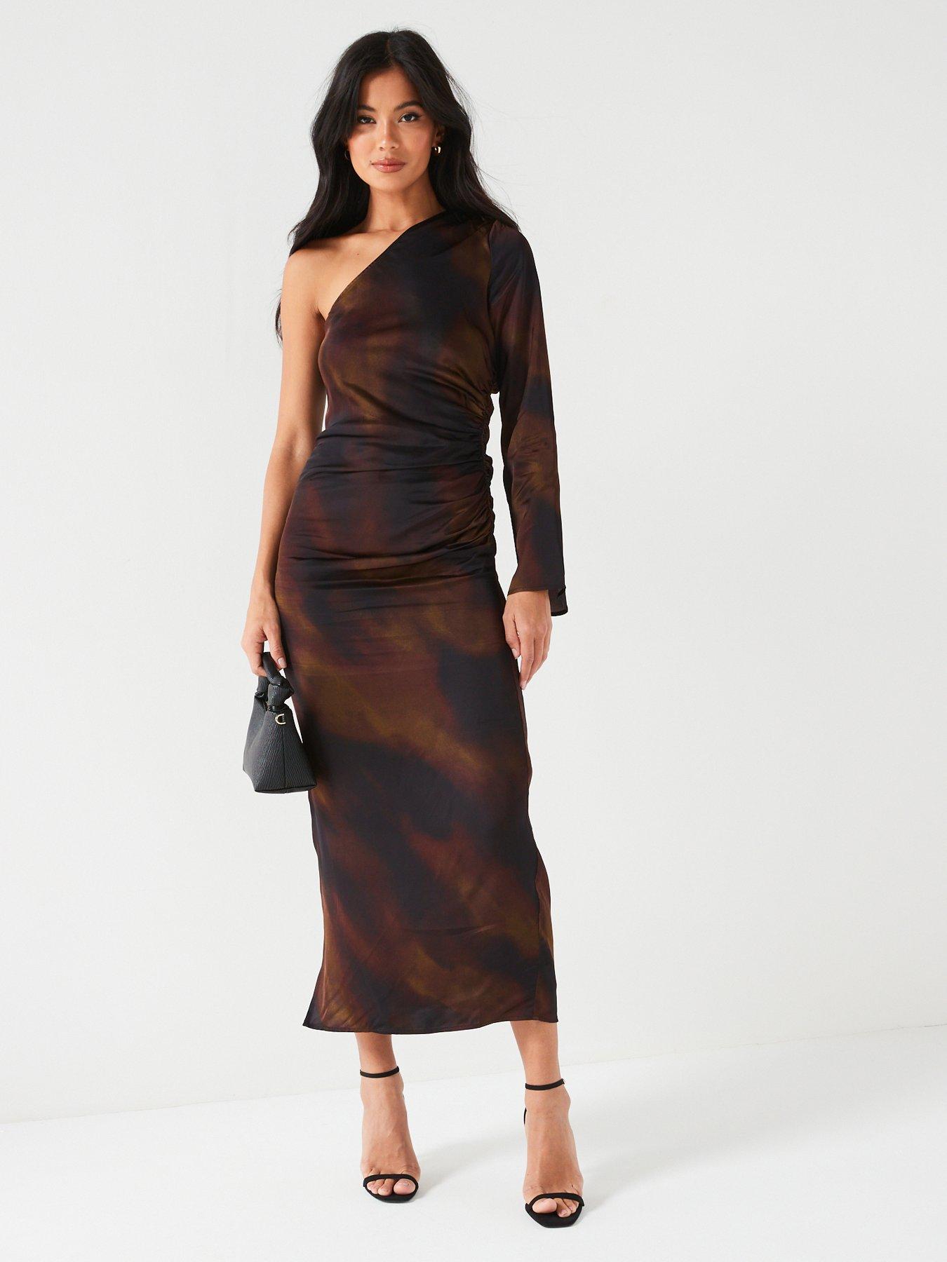 Ruched satin outlet dress