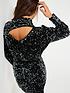  image of v-by-very-long-sleeve-high-neck-sequin-mini-dress-black