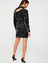  image of v-by-very-long-sleeve-high-neck-sequin-mini-dress-black