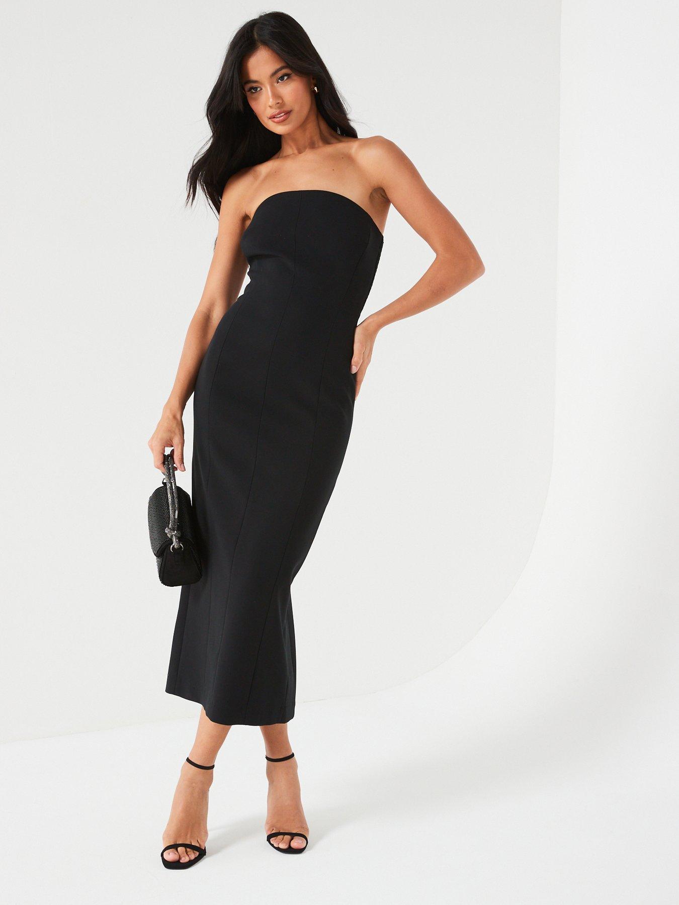 Image 1 of 6 of V by Very Bandeau Midi Dress - Black