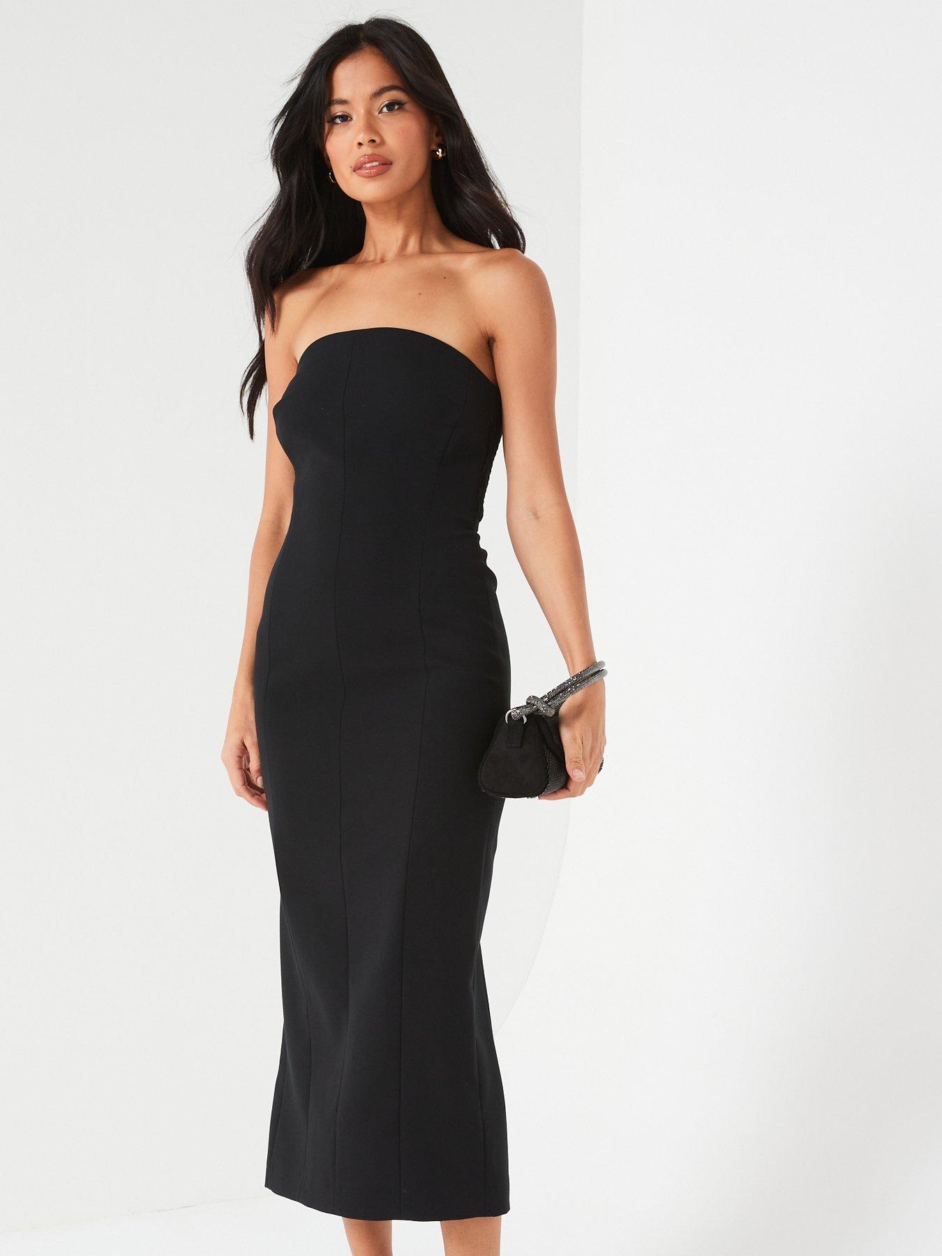 Image 3 of 6 of V by Very Bandeau Midi Dress - Black
