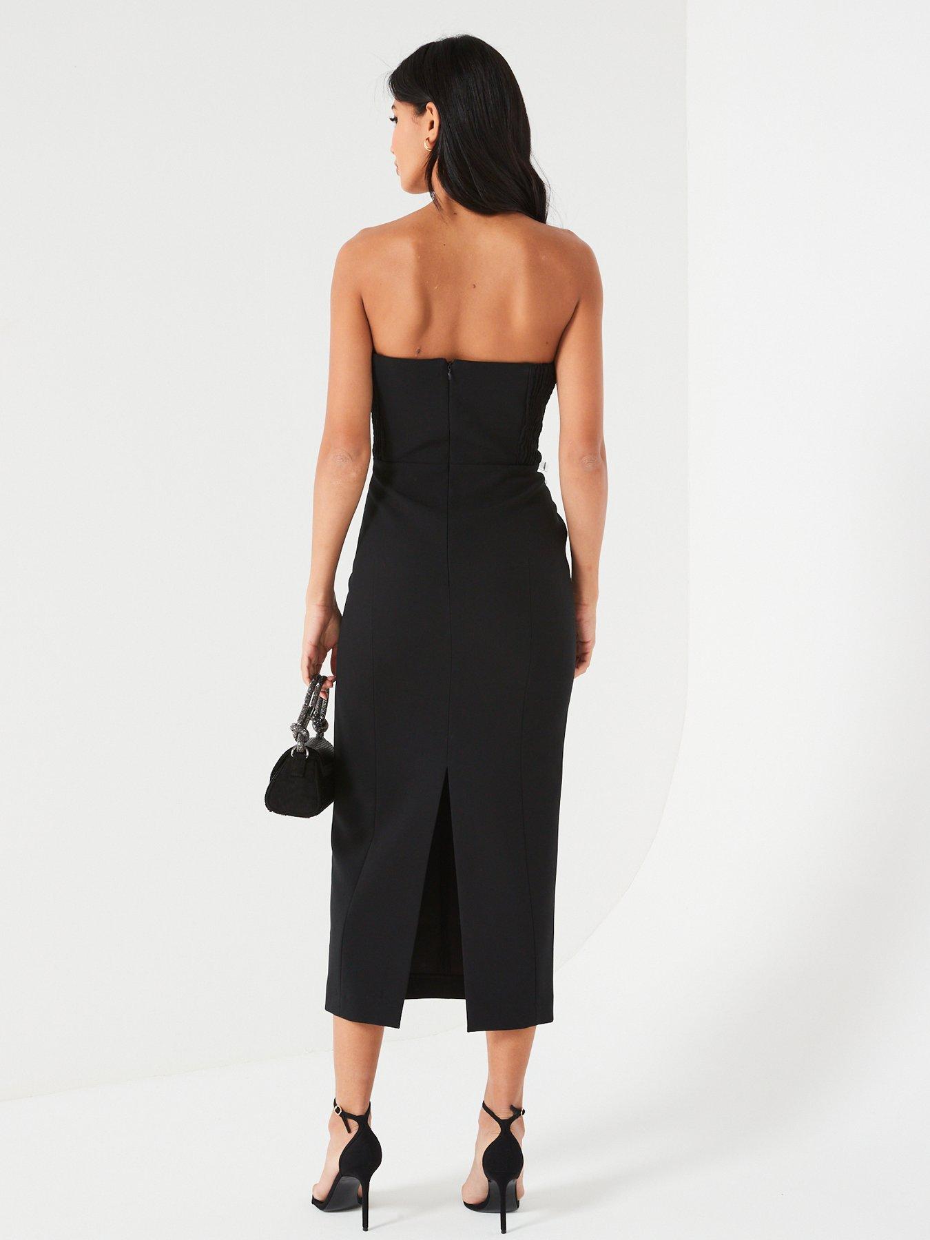 Image 6 of 6 of V by Very Bandeau Midi Dress - Black