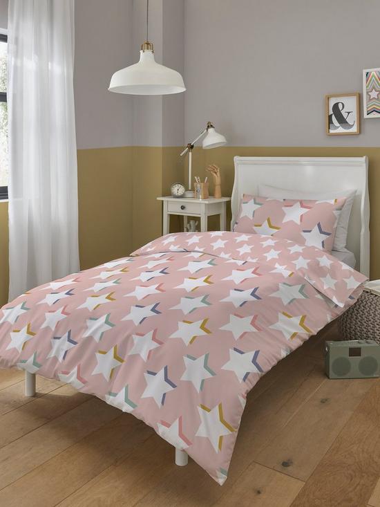 front image of copenhagen-home-kids-star-spangled-pink-duvet-cover-set