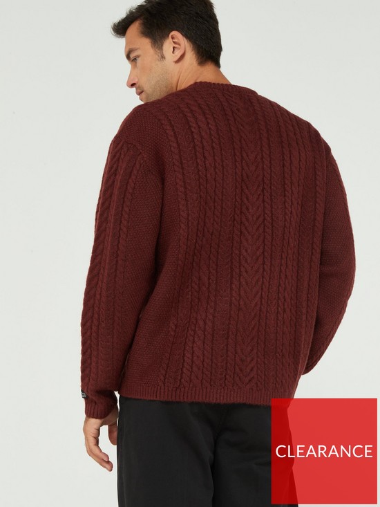 stillFront image of levis-battery-crew-neck-cable-knit-jumper-dark-red