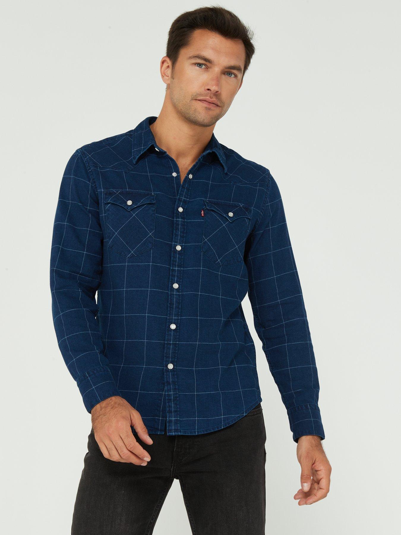 Levi's Barstow Western Checked Shirt - Indigo | very.co.uk