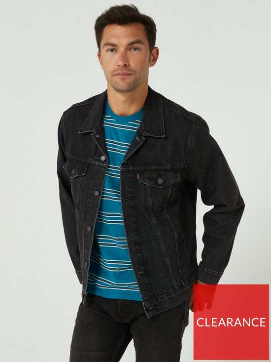 front image of levis-new-relaxed-fit-denim-trucker-jacket-black