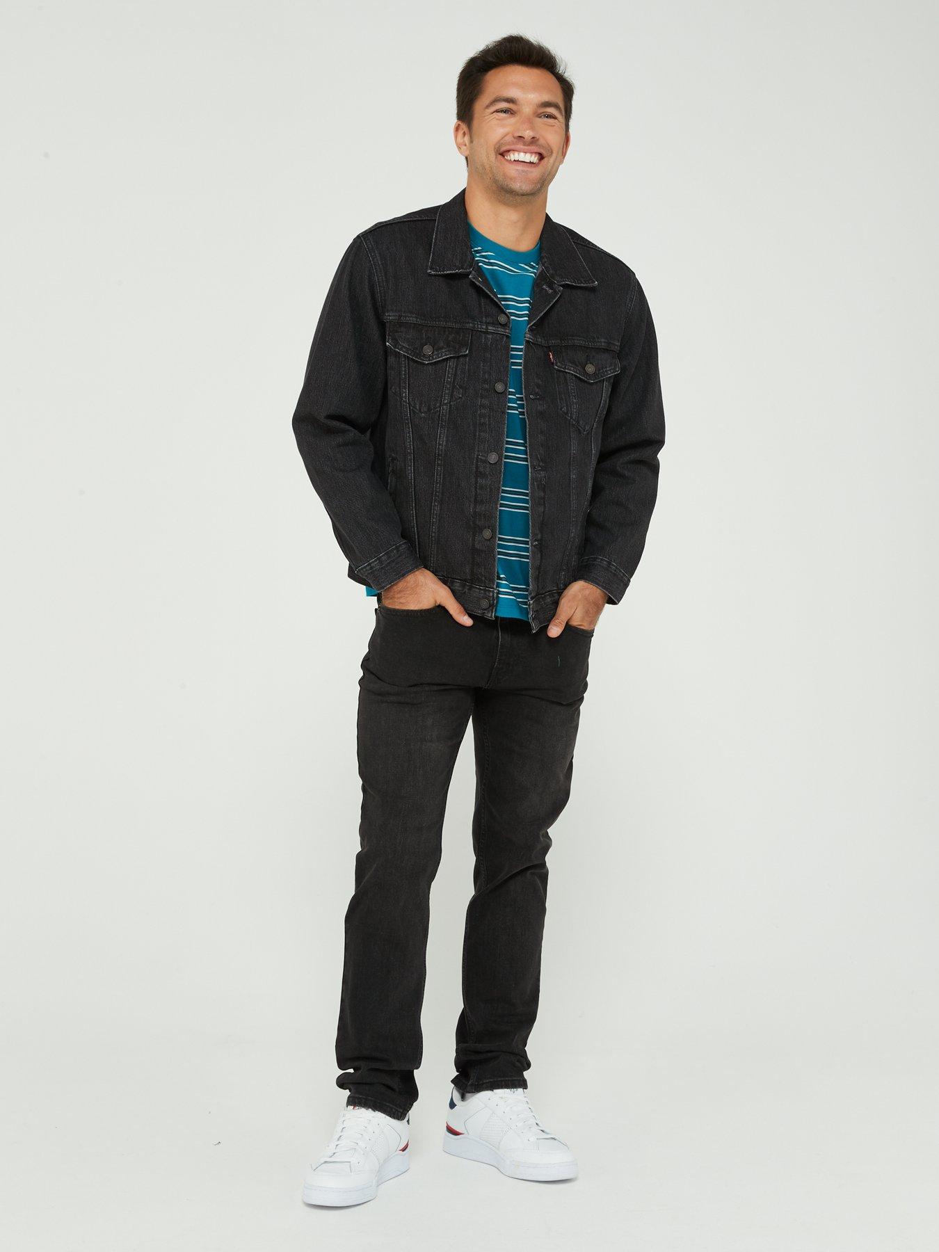 Long denim cheap jacket black