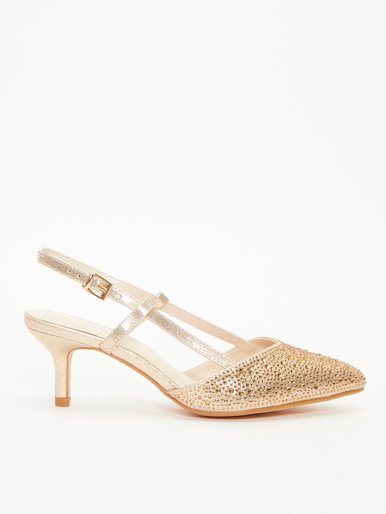 Rose gold shoes low heel store wide fit