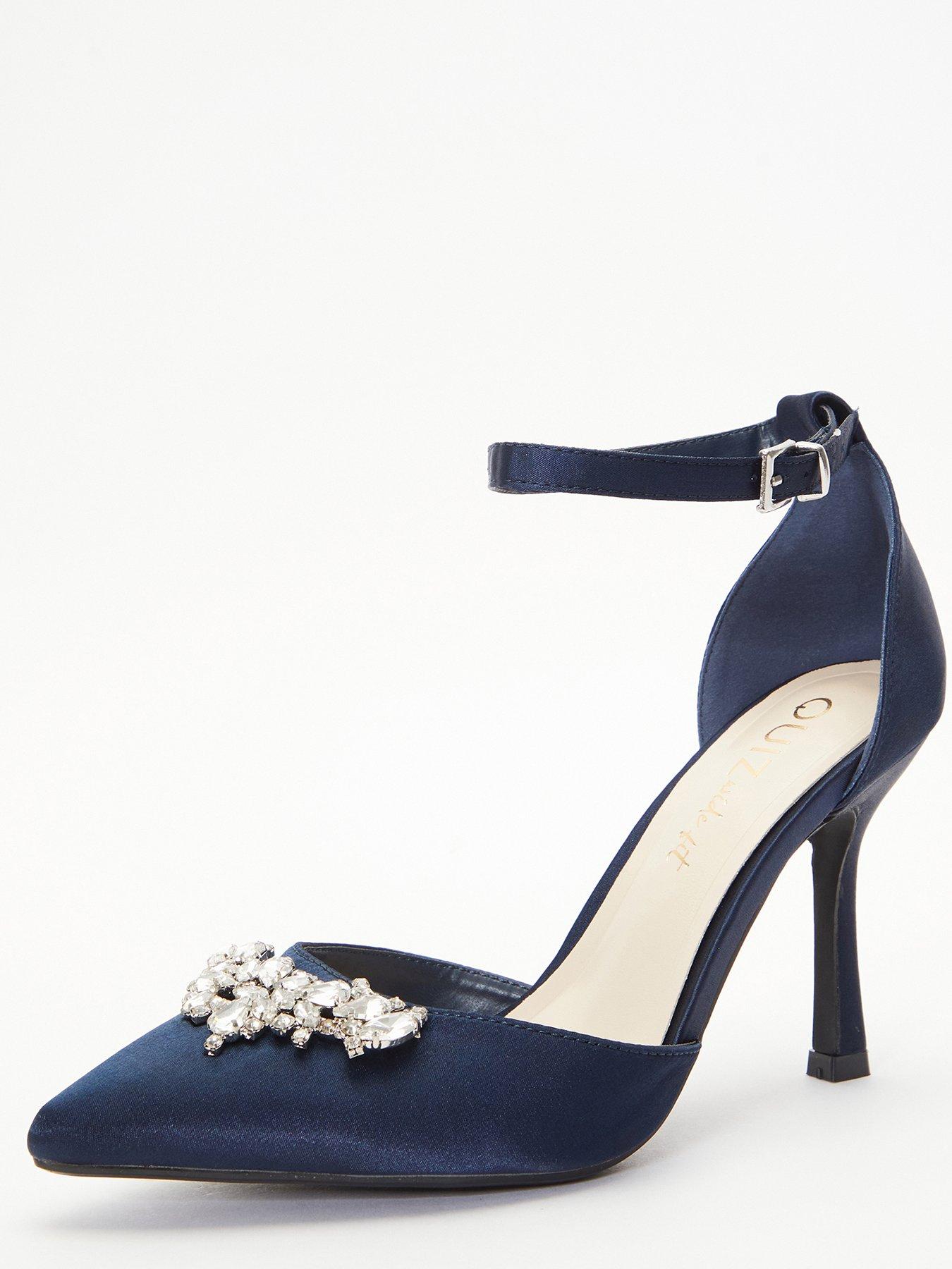Dark navy satin shoes store