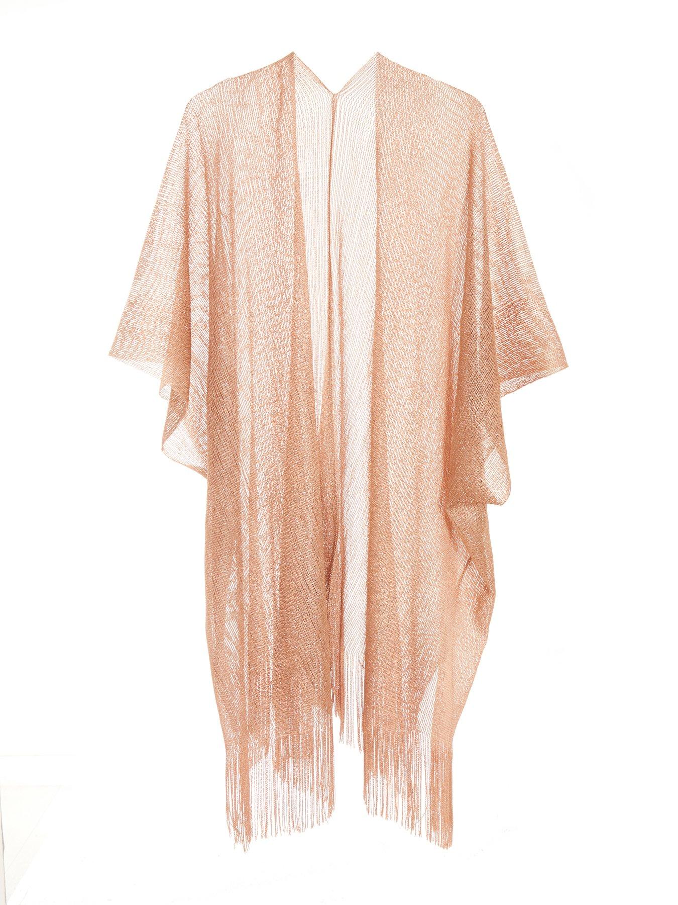 Image 2 of 4 of Quiz Woven Poncho - Rose Gold