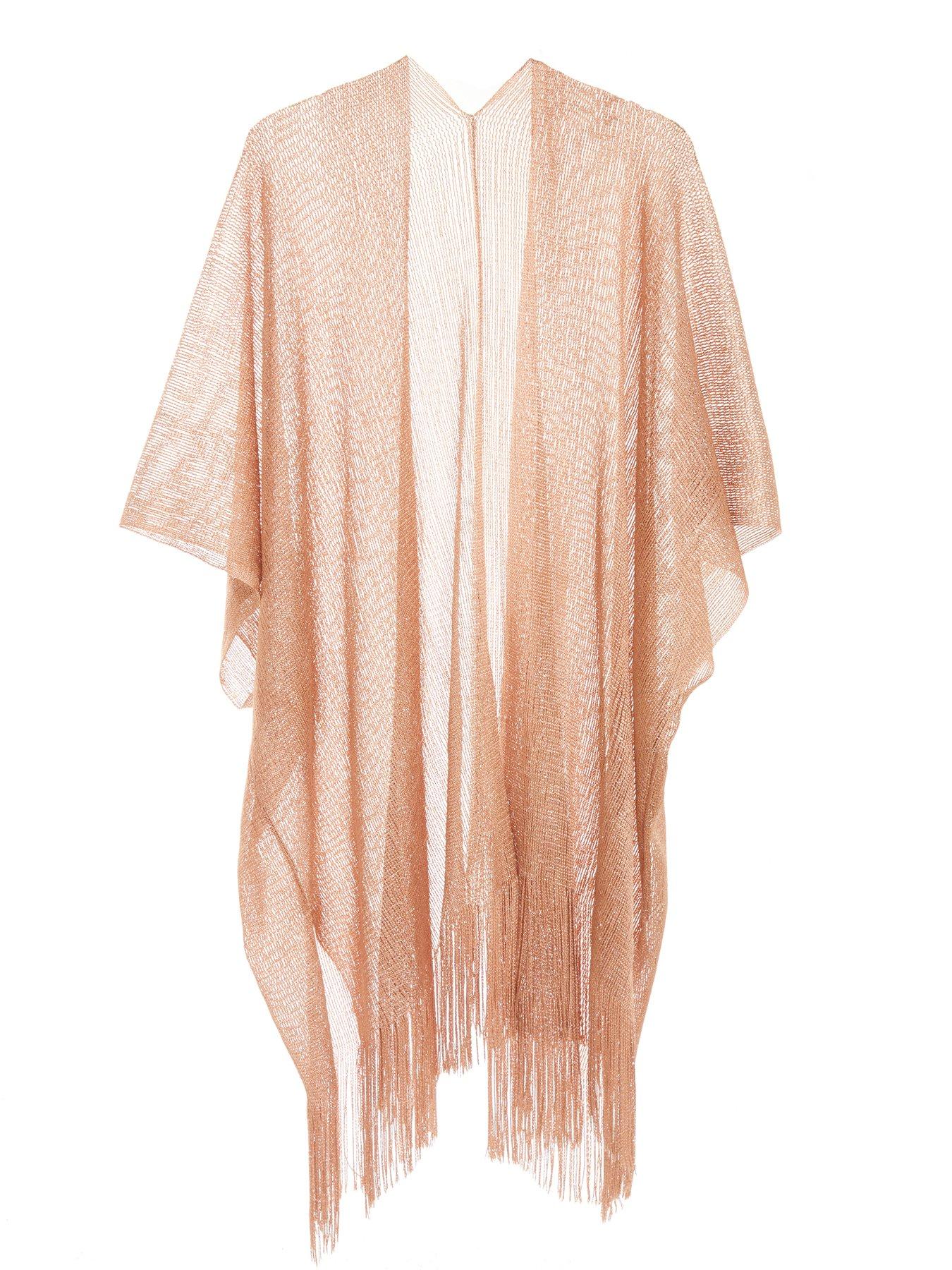 Image 3 of 4 of Quiz Woven Poncho - Rose Gold