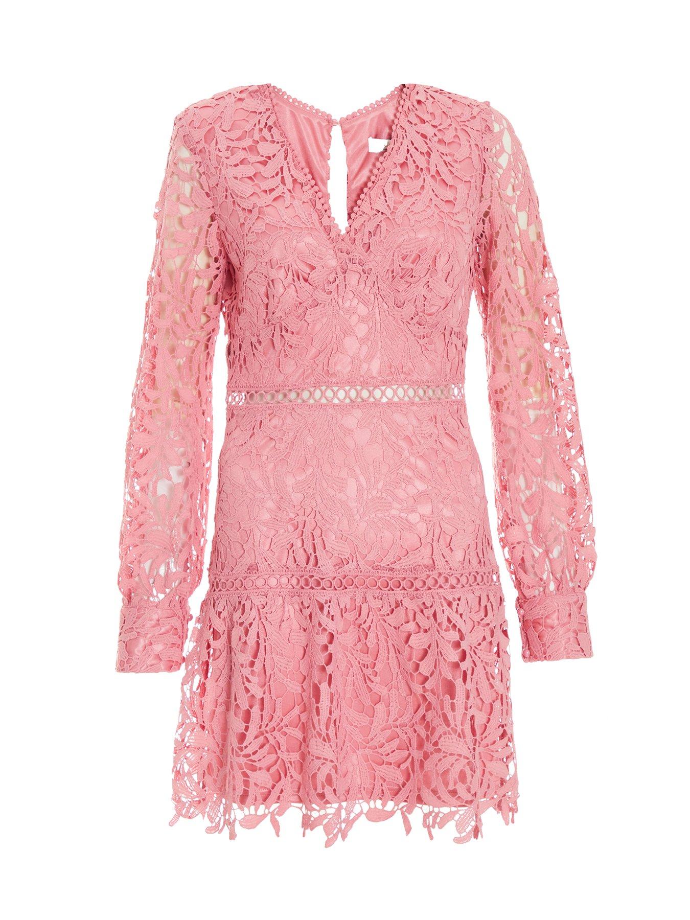 Quiz pink lace dress best sale