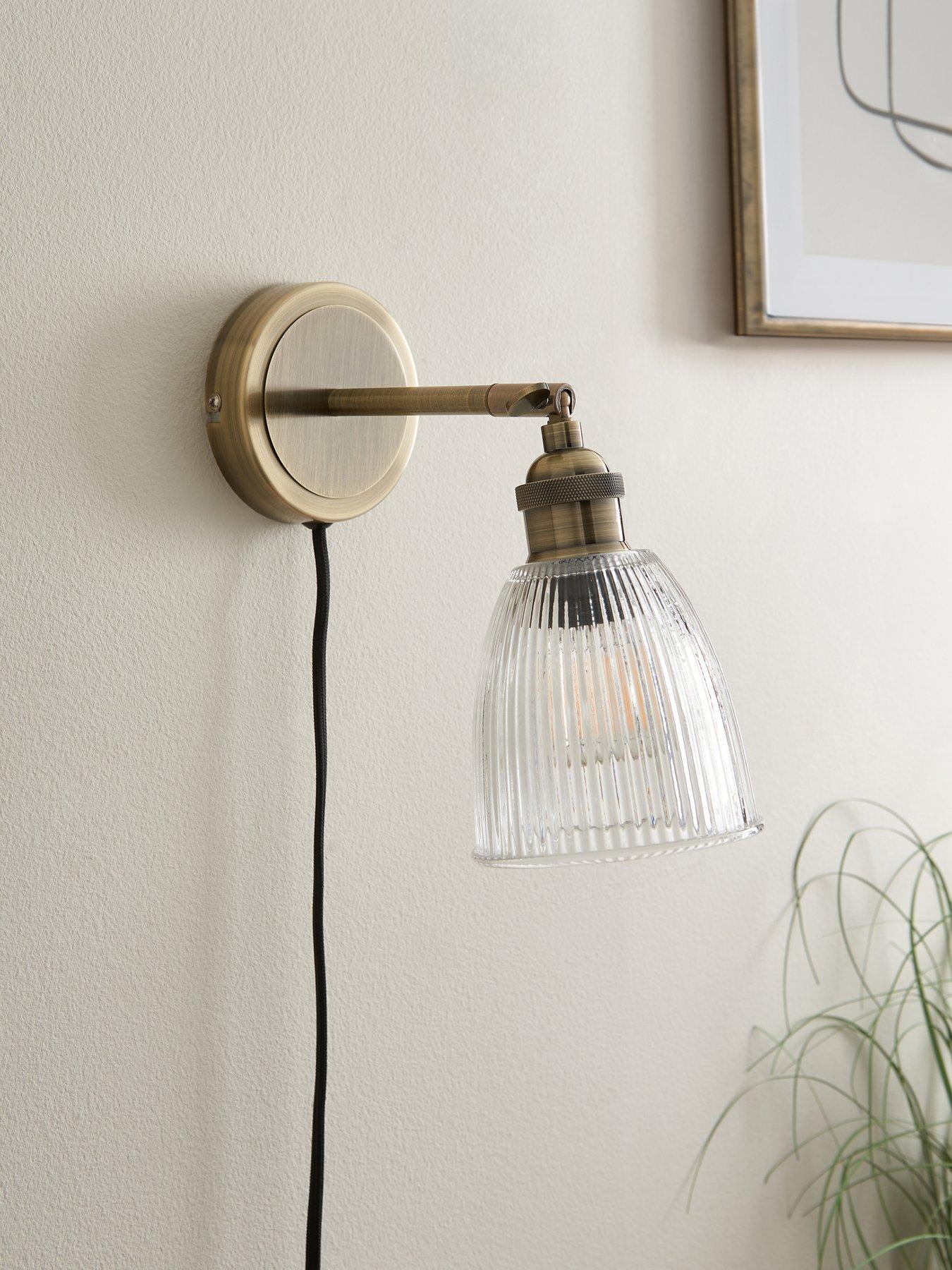 Plug in wall sconce on sale with pull chain