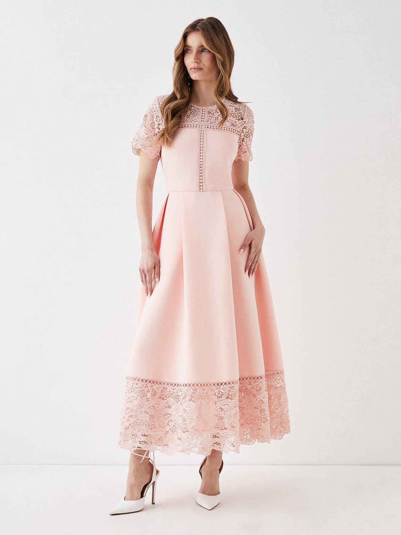 Porrla frill clearance lace midi dress