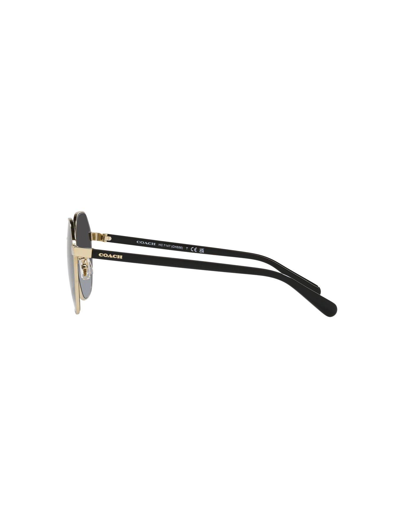 Image 2 of 4 of COACH Coach 0hc7147 Irregular Sunglasses Shiny Light Gold Frame With Grey Gradient Lens