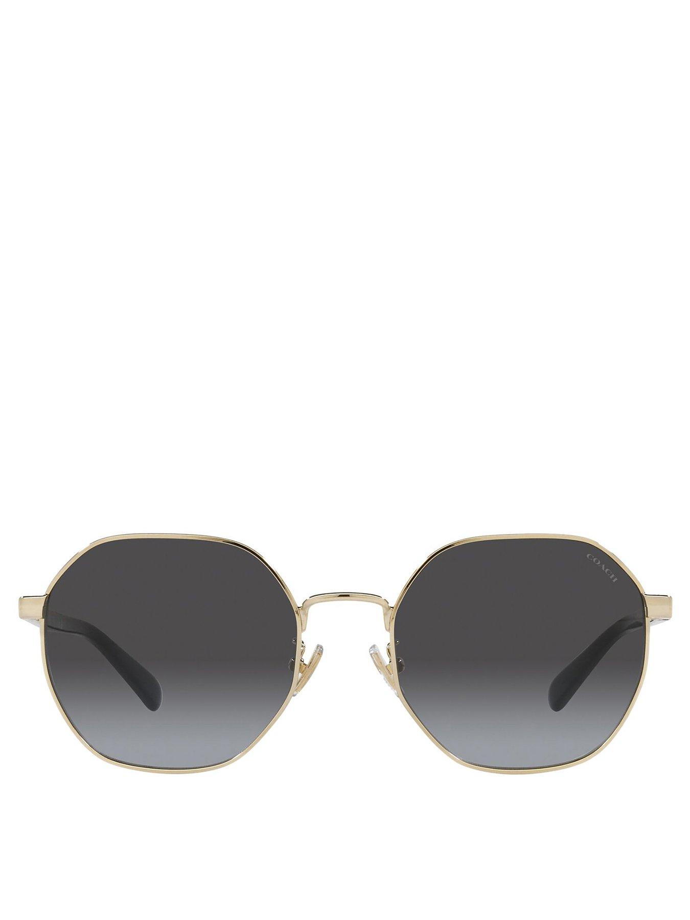 Image 3 of 4 of COACH Coach 0hc7147 Irregular Sunglasses Shiny Light Gold Frame With Grey Gradient Lens