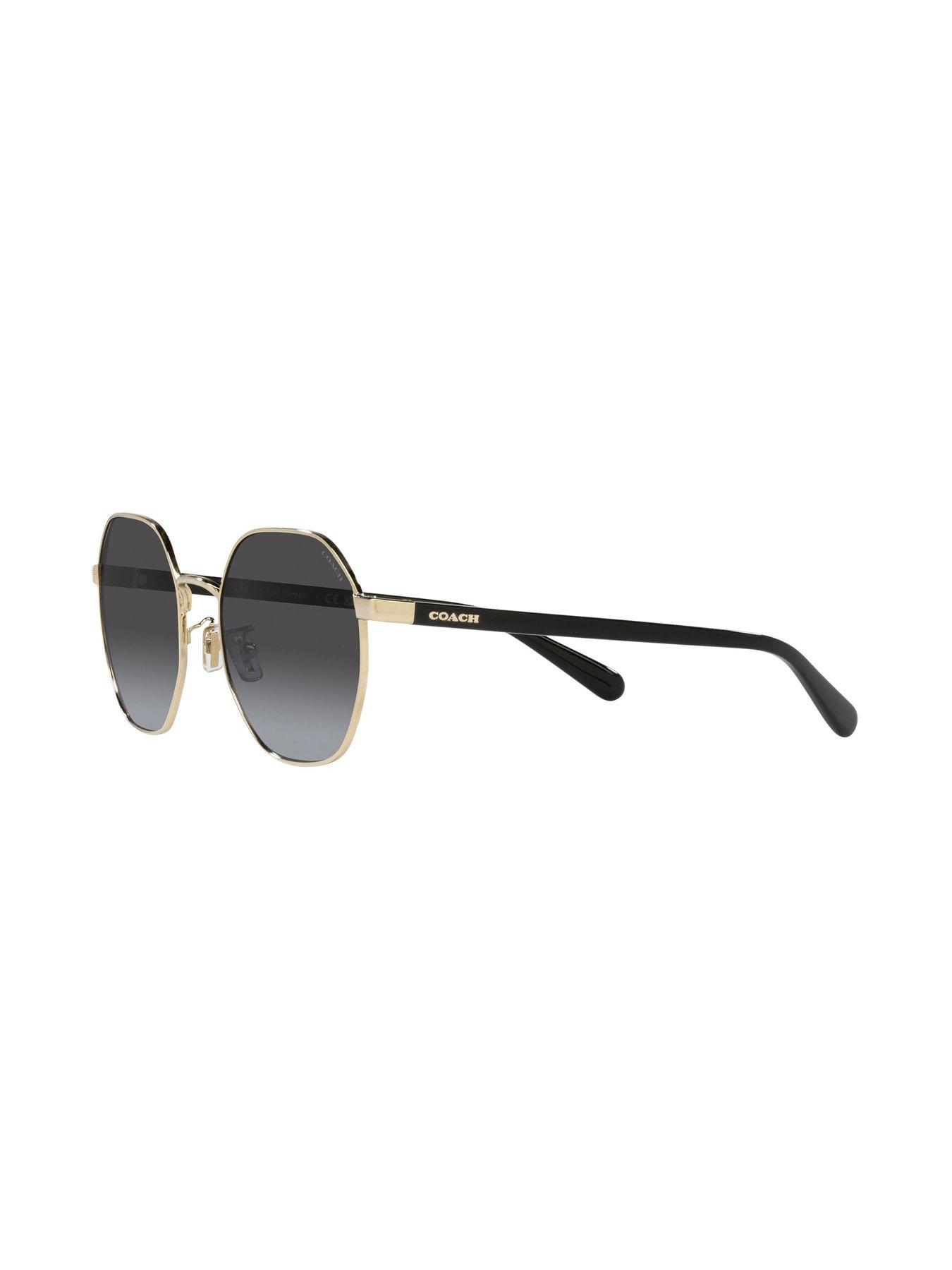 Image 4 of 4 of COACH Coach 0hc7147 Irregular Sunglasses Shiny Light Gold Frame With Grey Gradient Lens