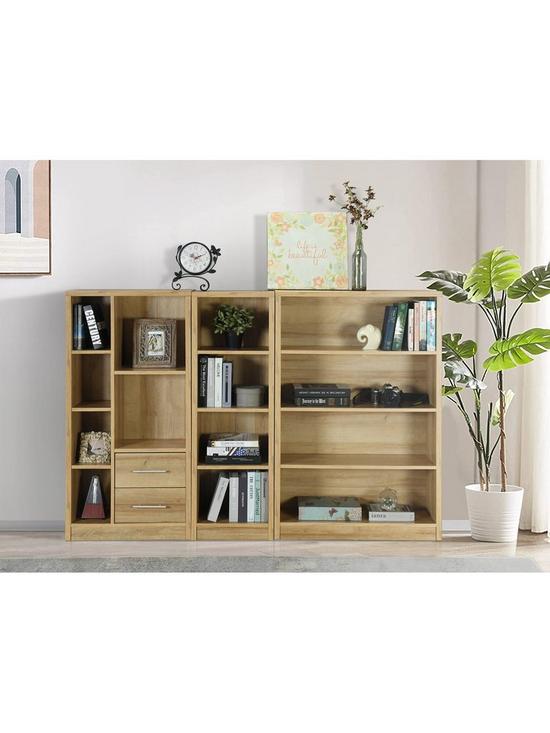 front image of everyday-metro-3-piece-storage-bookcase-package-oaknbsp--fscreg-certified