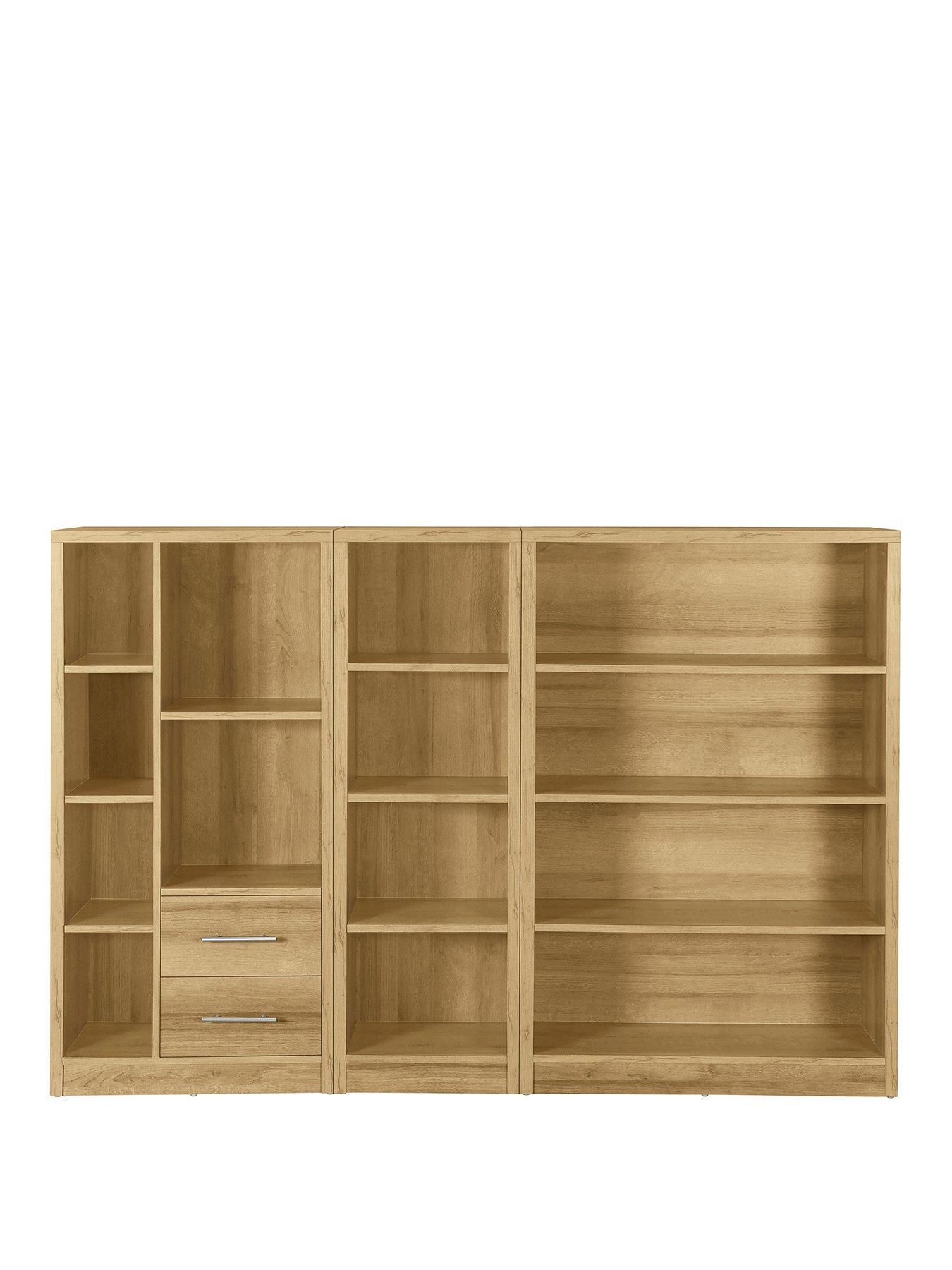 Image 2 of 7 of Very Home Metro 3 Piece Storage Bookcase Package - Oak&nbsp;- FSC&reg; Certified