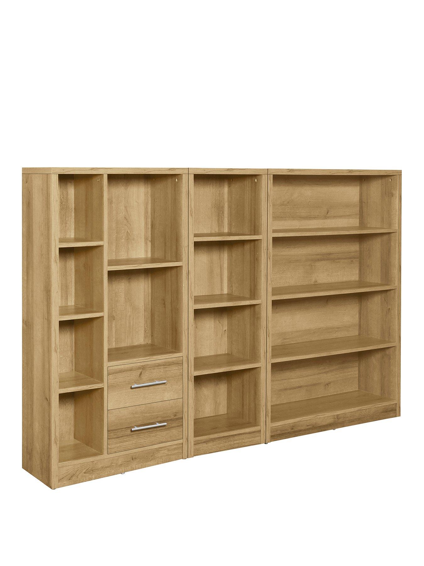 Image 3 of 7 of Very Home Metro 3 Piece Storage Bookcase Package - Oak&nbsp;- FSC&reg; Certified
