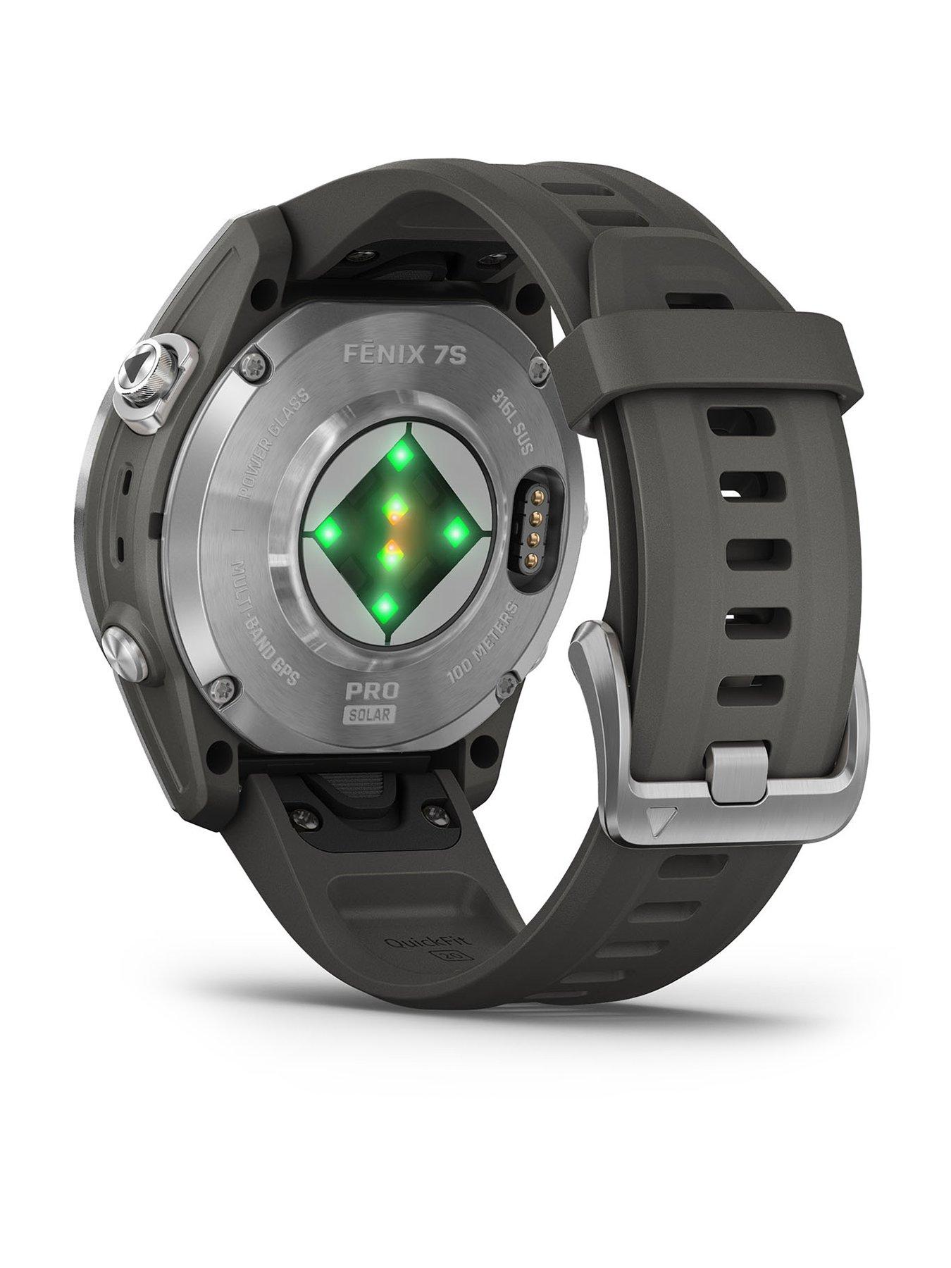 Image 2 of 7 of Garmin Fenix 7S Pro Solar - Stainless Steel Graphite Band