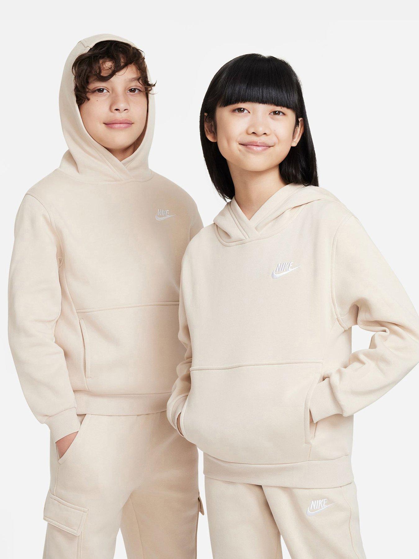 Nike Older Unisex Club Fleece Small Logo Hoodie - Beige