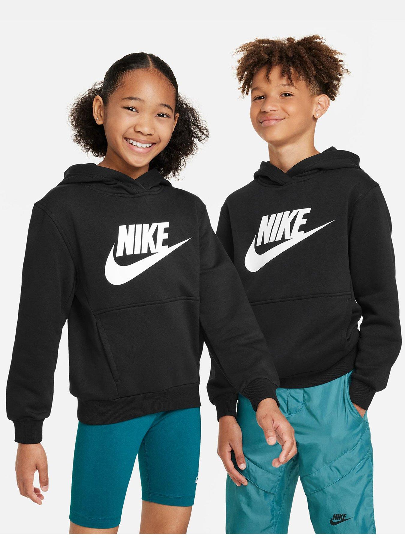 Nike Older Unisex Club Fleece Big Logo Hoodie - Black/White | very