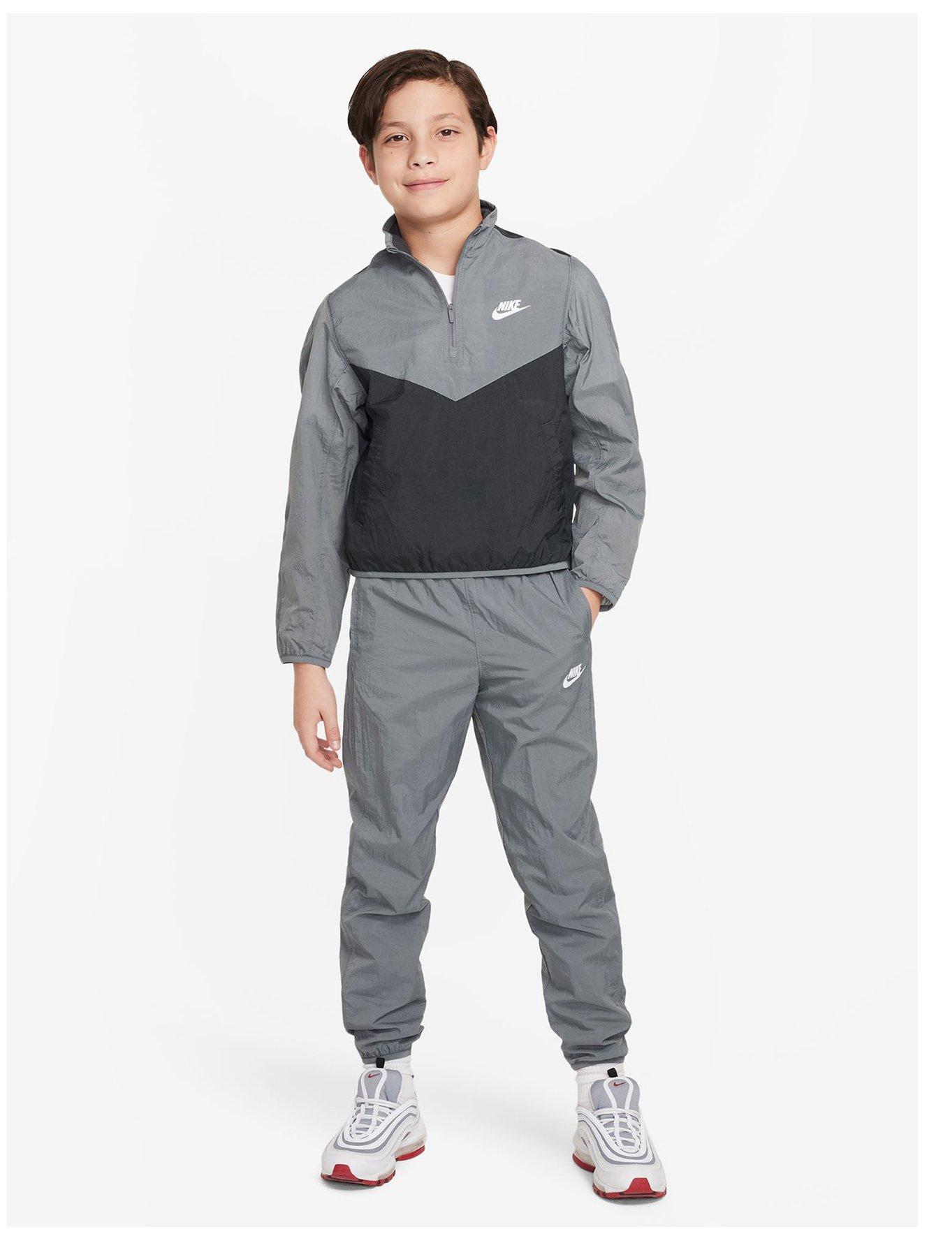 Nike Older Unisex Woven Quarter Zip Tracksuit - Grey | Very.co.uk