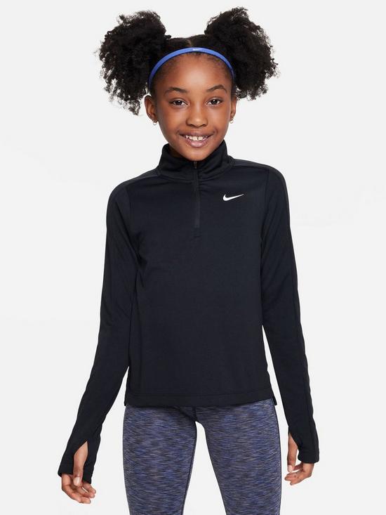 Nike Older Girls Dri-fit Half Zip Long Sleeve Training Top - Black ...
