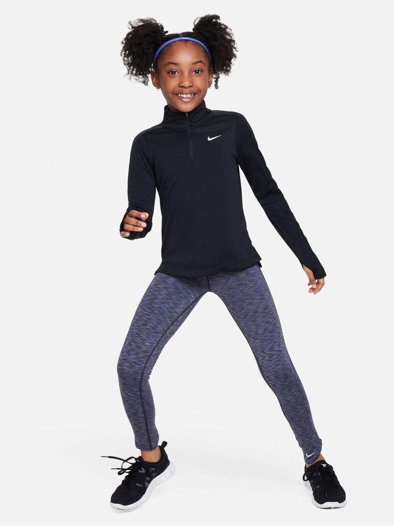 Nike Older Girls Dri-fit Half Zip Long Sleeve Training Top - Black ...