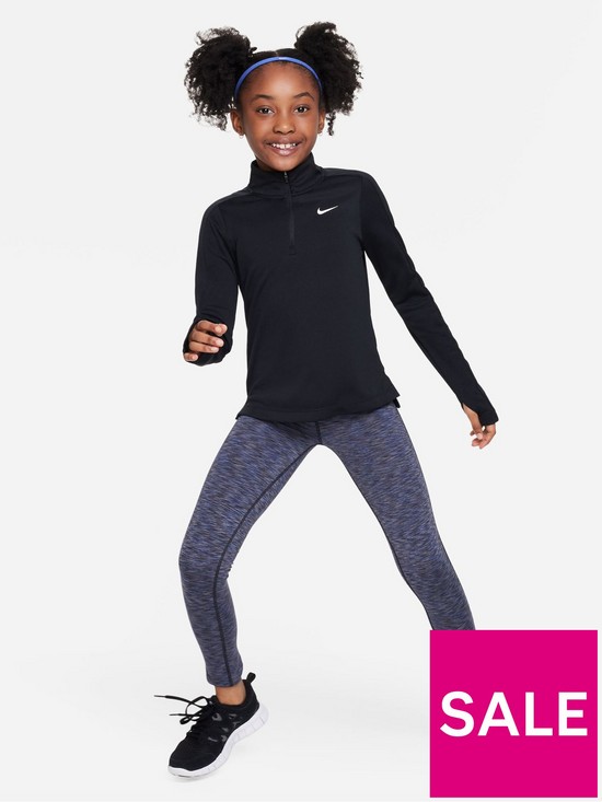 stillFront image of nike-older-girls-dri-fit-half-zip-long-sleeve-training-top-black