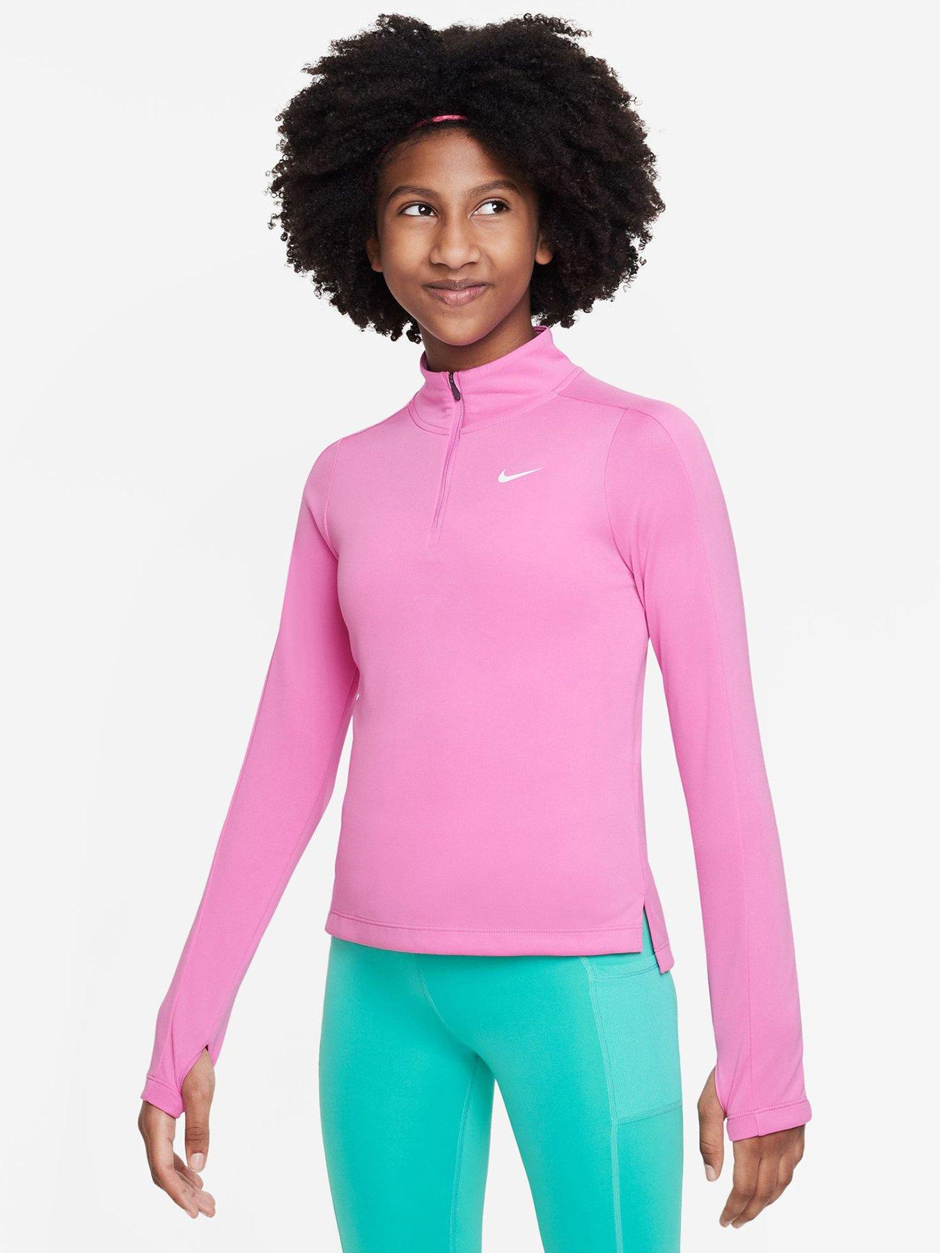 Pink nike best sale training top