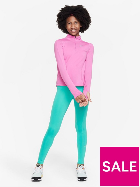 stillFront image of nike-older-girls-dri-fit-half-zip-long-sleeve-training-top-pink