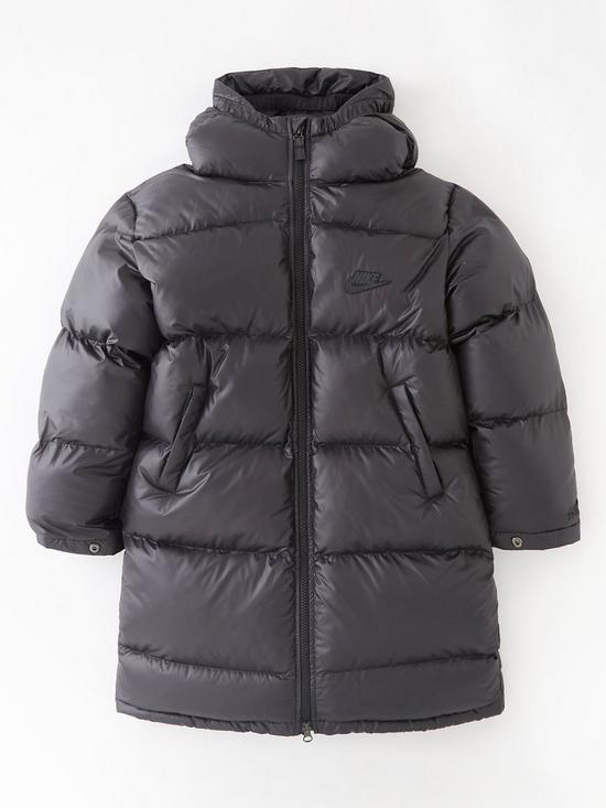front image of nike-older-unisex-high-fill-synthetic-insulated-parka-black