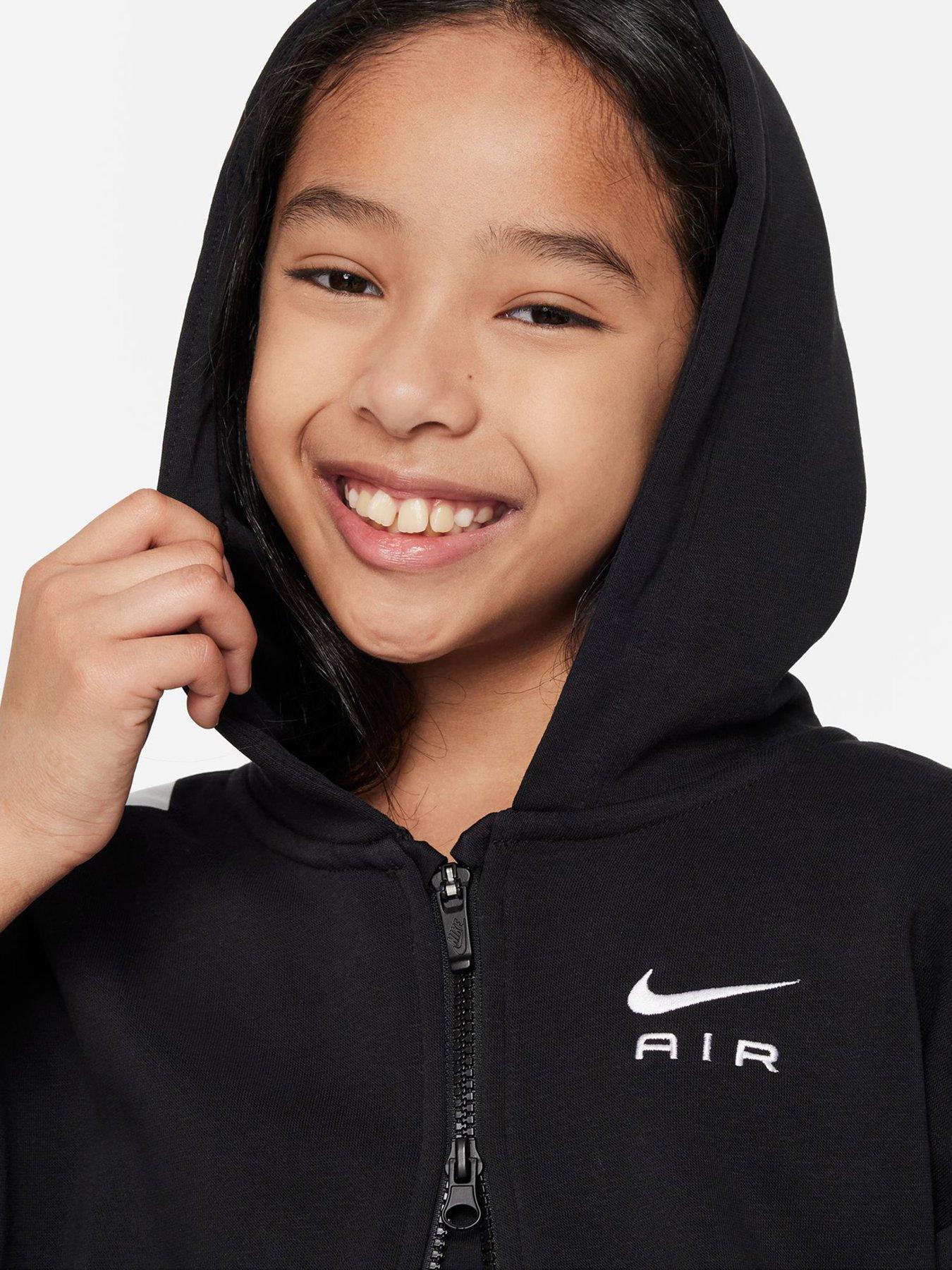 Nike Older Girls Nike Air Club Zip Through Hoodie Black Very