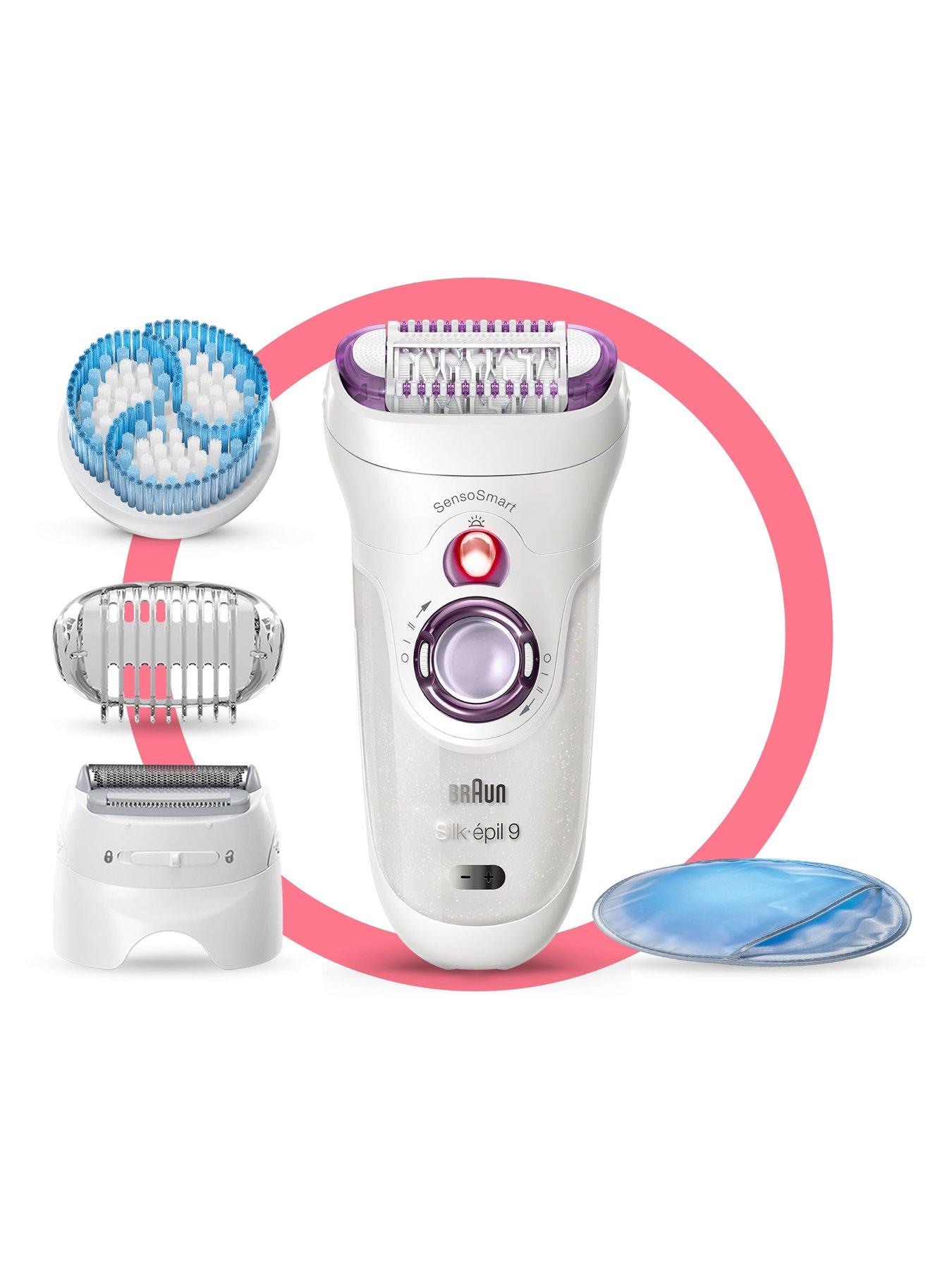 Braun Silk-épil 9, Epilator For Long Lasting Hair Removal, 4 Extras, Pouch,  Cooling Glove, 9-735