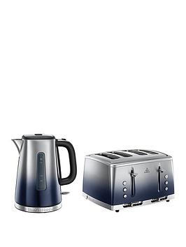Product photograph of Russell Hobbs Eclipse Blue Kettle Amp Toaster Bundle from very.co.uk