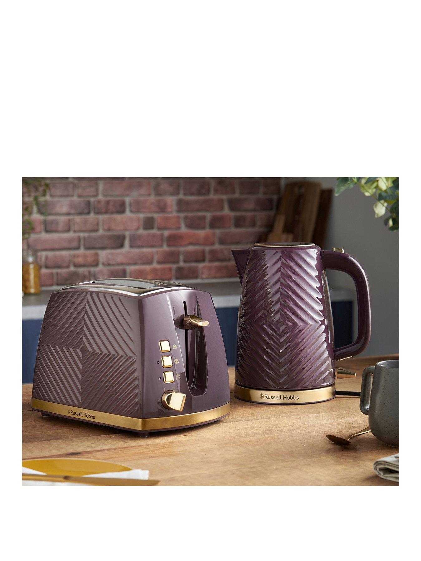 Russell Hobbs Groove Mulberry Kettle & Toaster Bundle very.co.uk