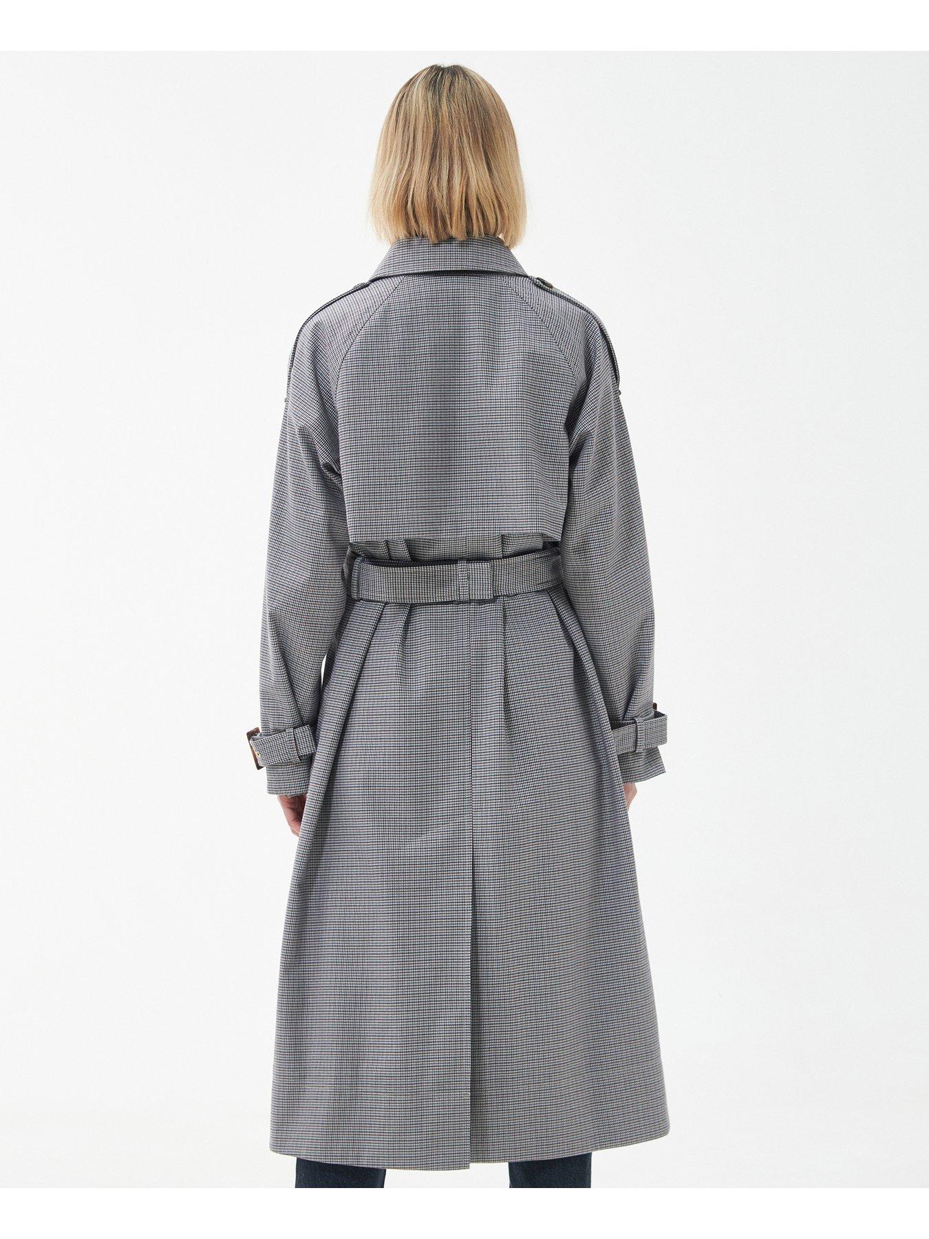 Grey check outlet trench coat