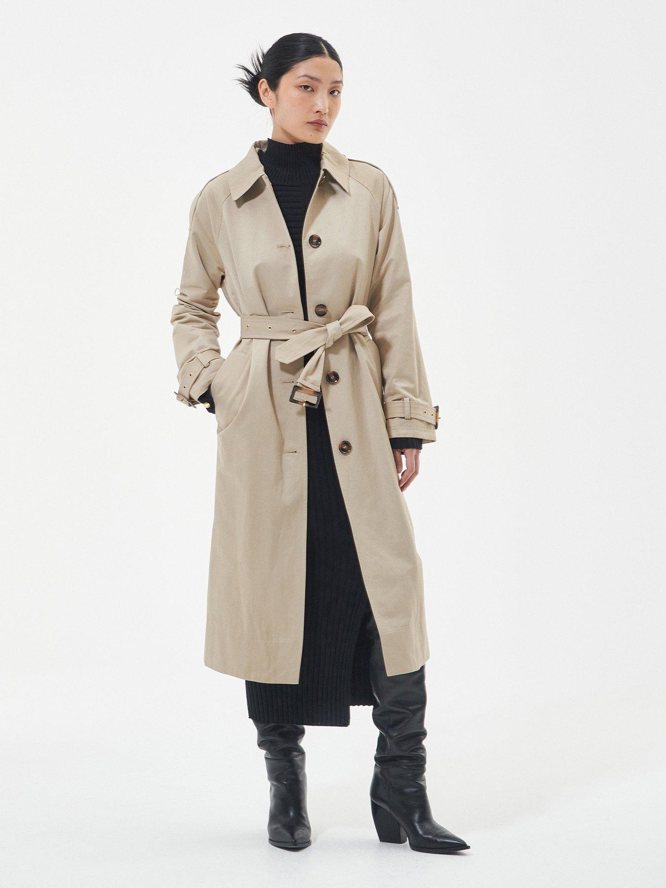 Barbour aubrey belted discount herringbone trench coat