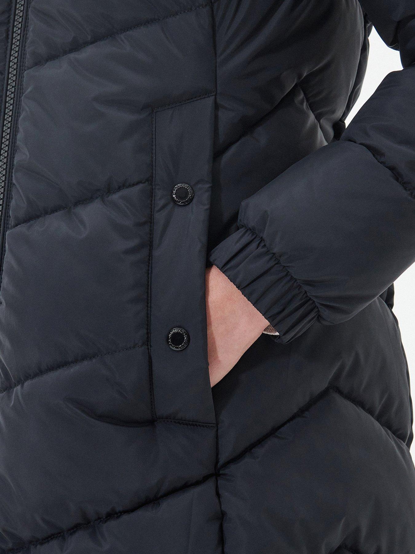 Boston Longline Quilted Hooded Coat - Black