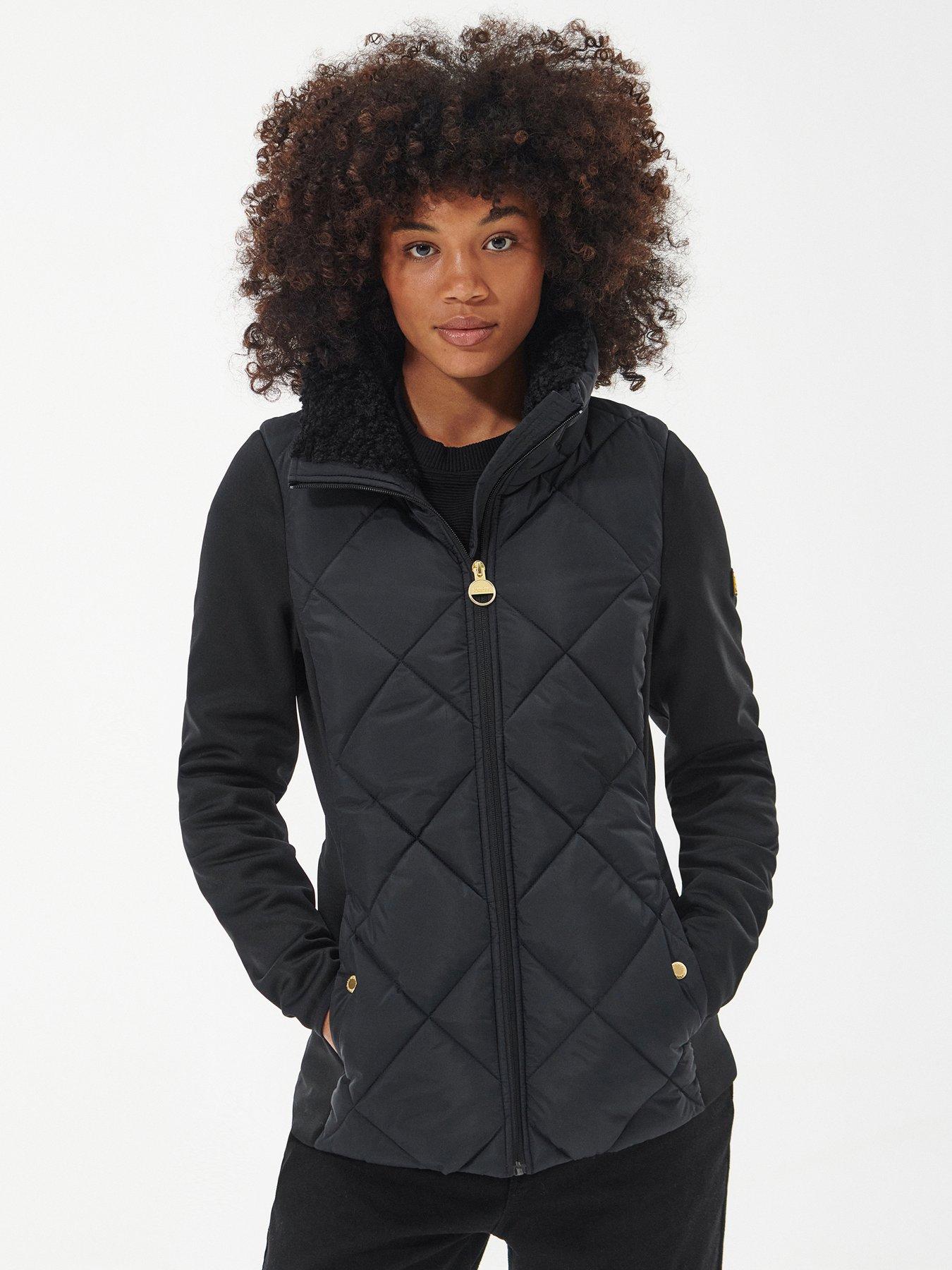 Barbour International Strada Quilted Sweat Jacket - Black | very.co.uk