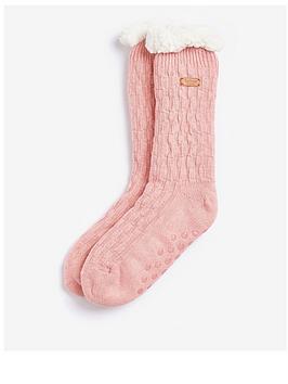 barbour cable knit lounge sock - pink