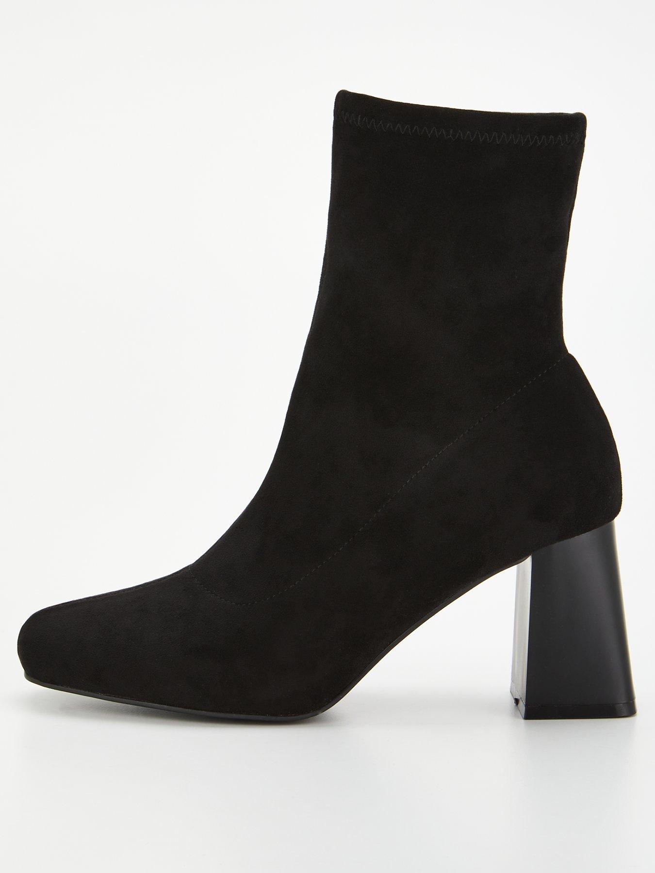 Black sock boot outlet block heel