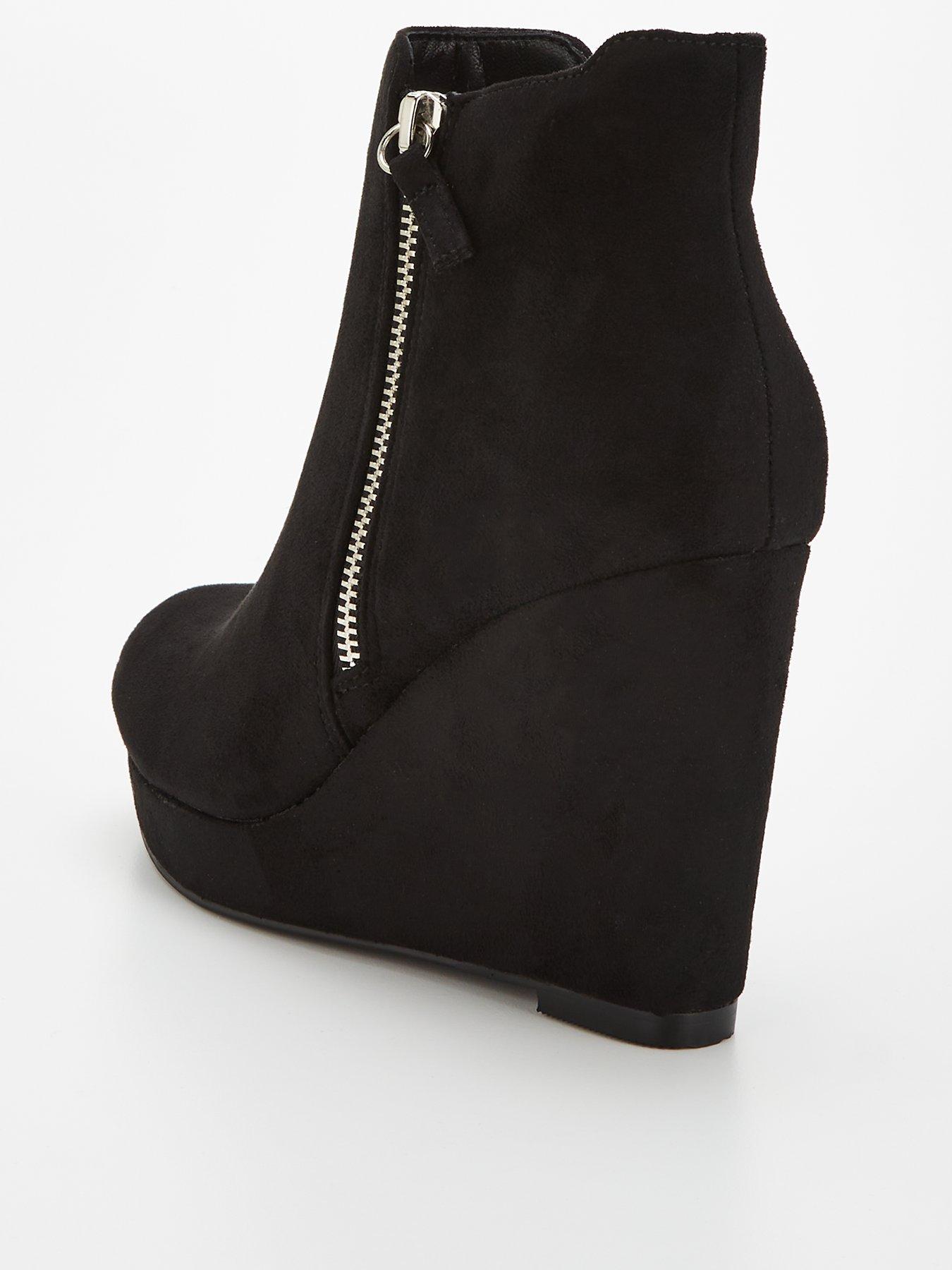 Long black hotsell wedge boots